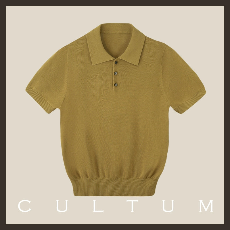 CULTUM  Breathable Knitted Polo Shirt Short Sleeve