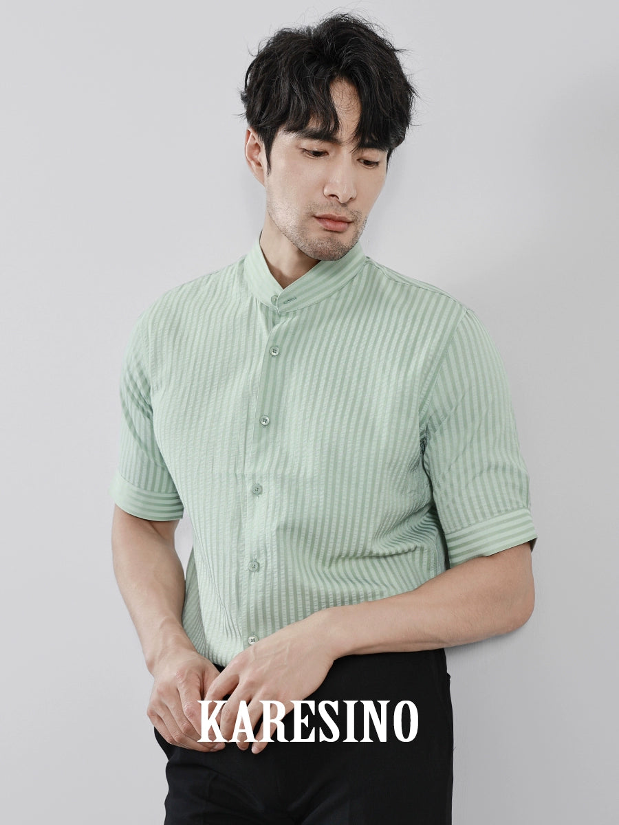 KARESINO Seersucker Striped Shirt