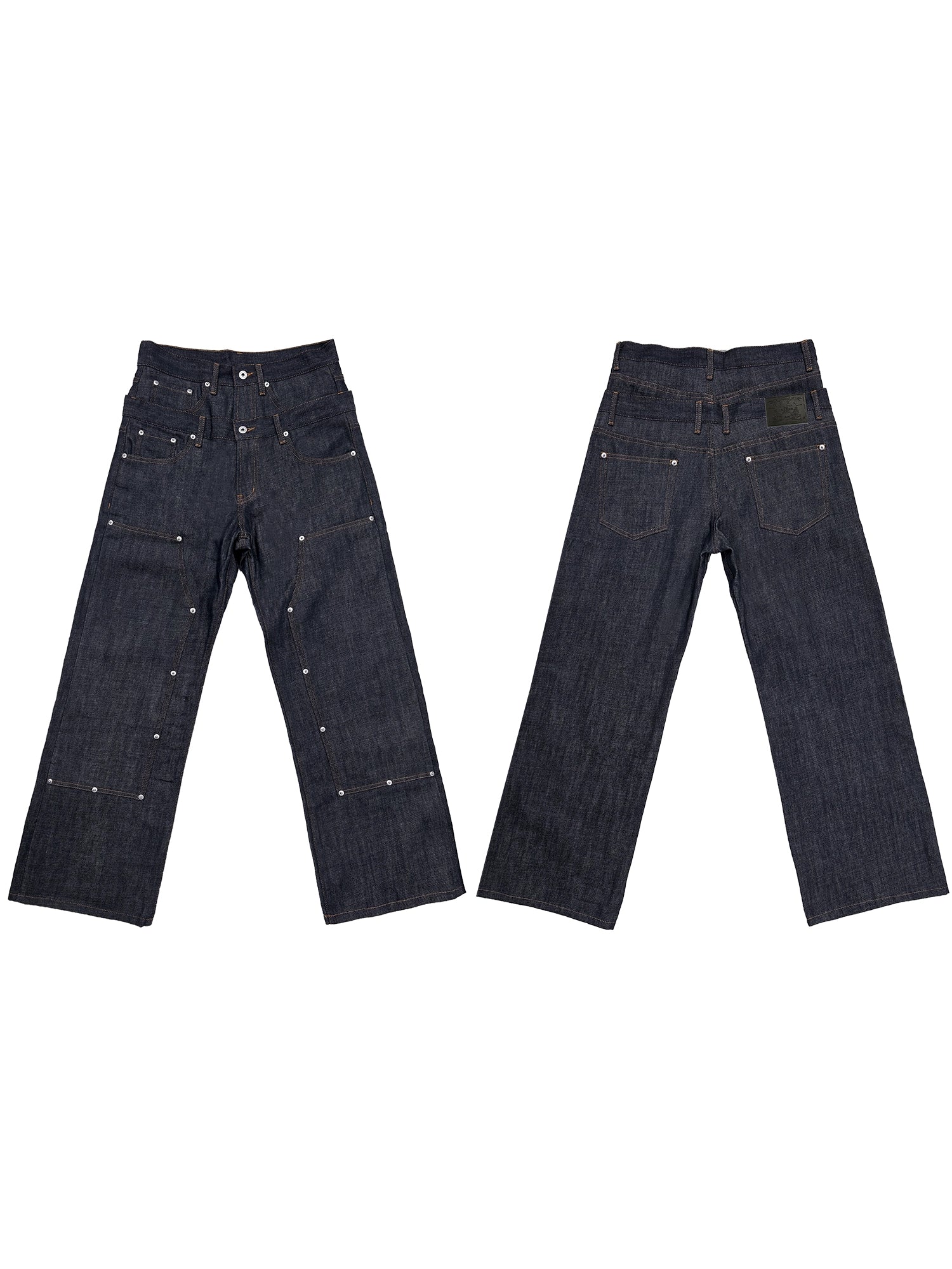 WANNA LAB Original Denim Logging A Word Six or Seven Point Short Trousers