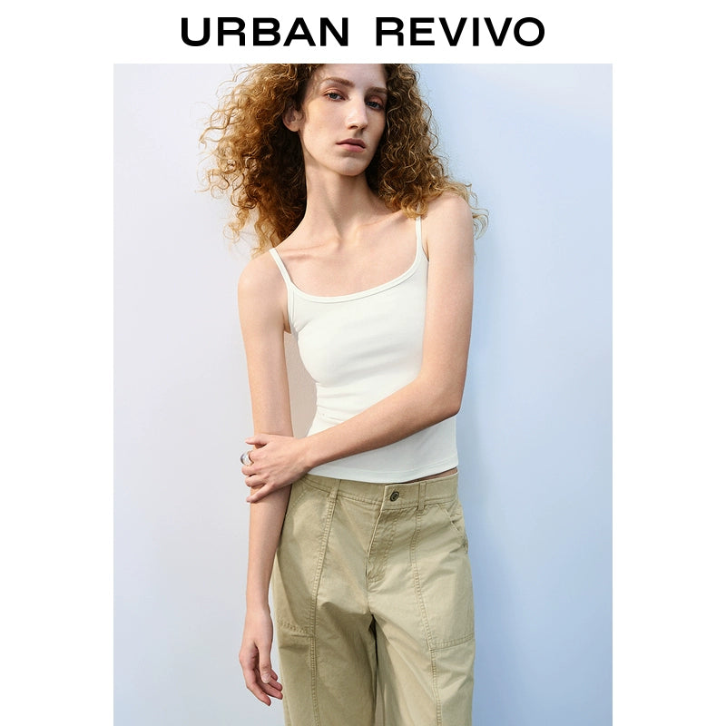 URBAN REVIVO Casual Slim Fit Versatile Crew Neck Sling Vest