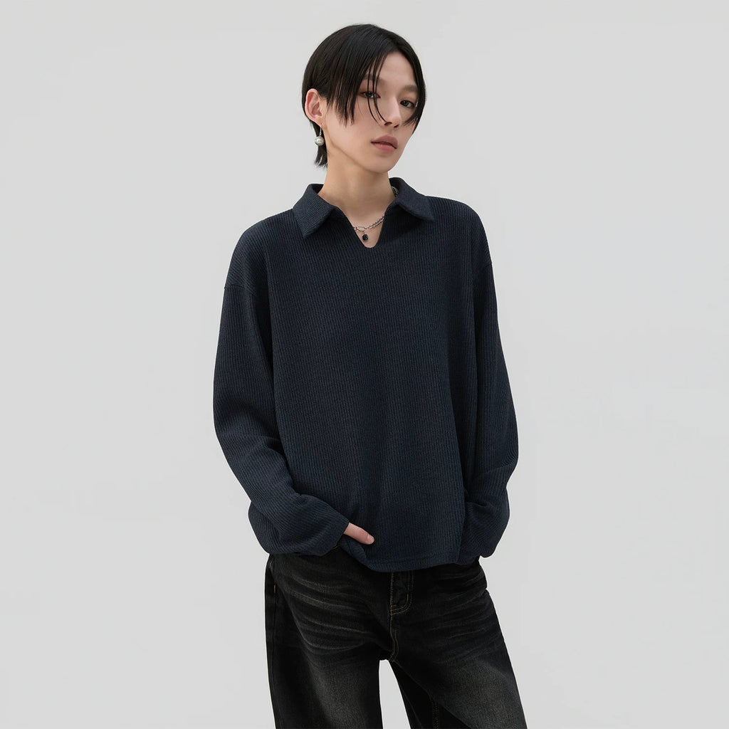 Sameuoo Polo Neck Loose Long Sleeves