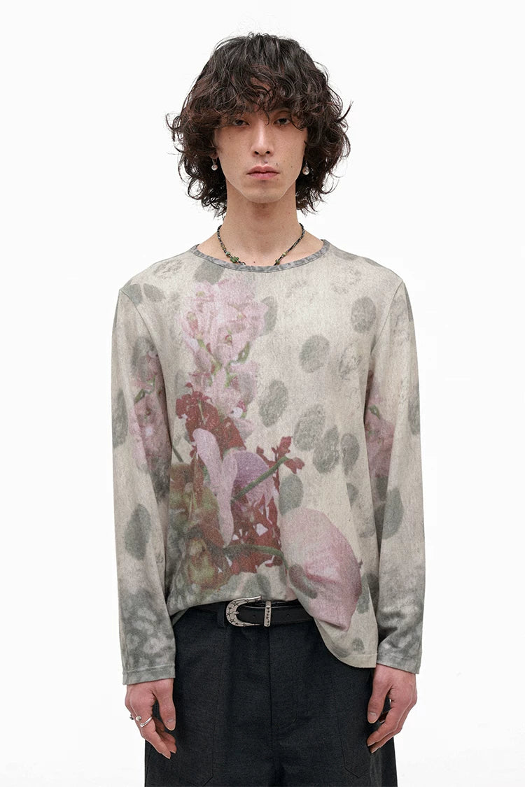 PHYS Spotted Floral Slack Shoulder Long Sleeve T-Shirt