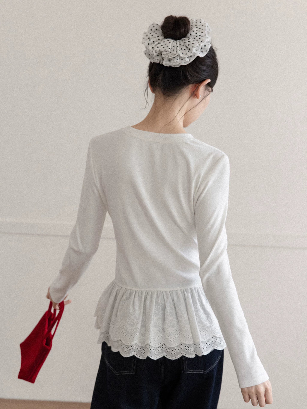 Cantonstory Crew Neck Lace Long Sleeve