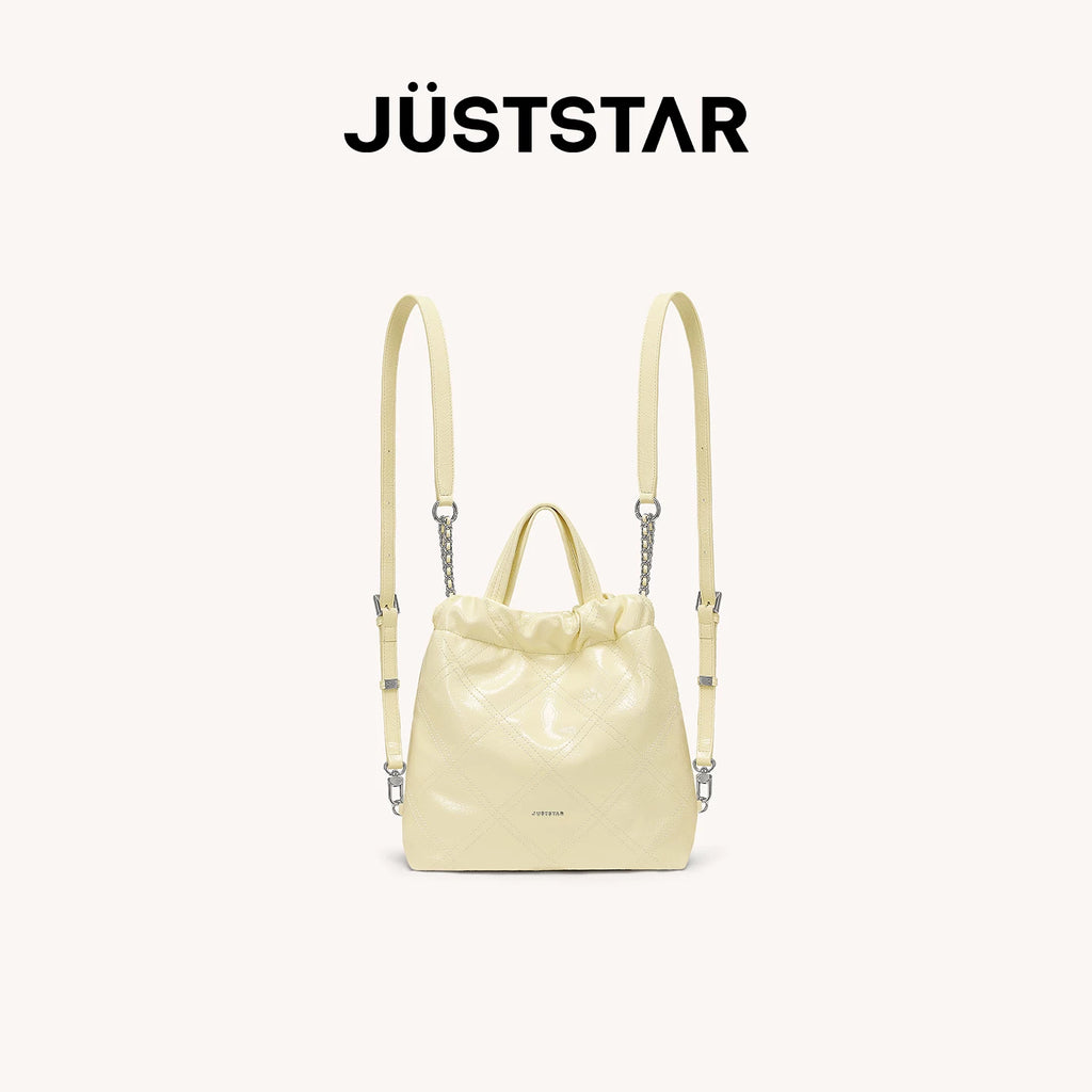 JUST STAR Rhombus Dual-purpose Double Shoulder Large-capacity Tote Bag