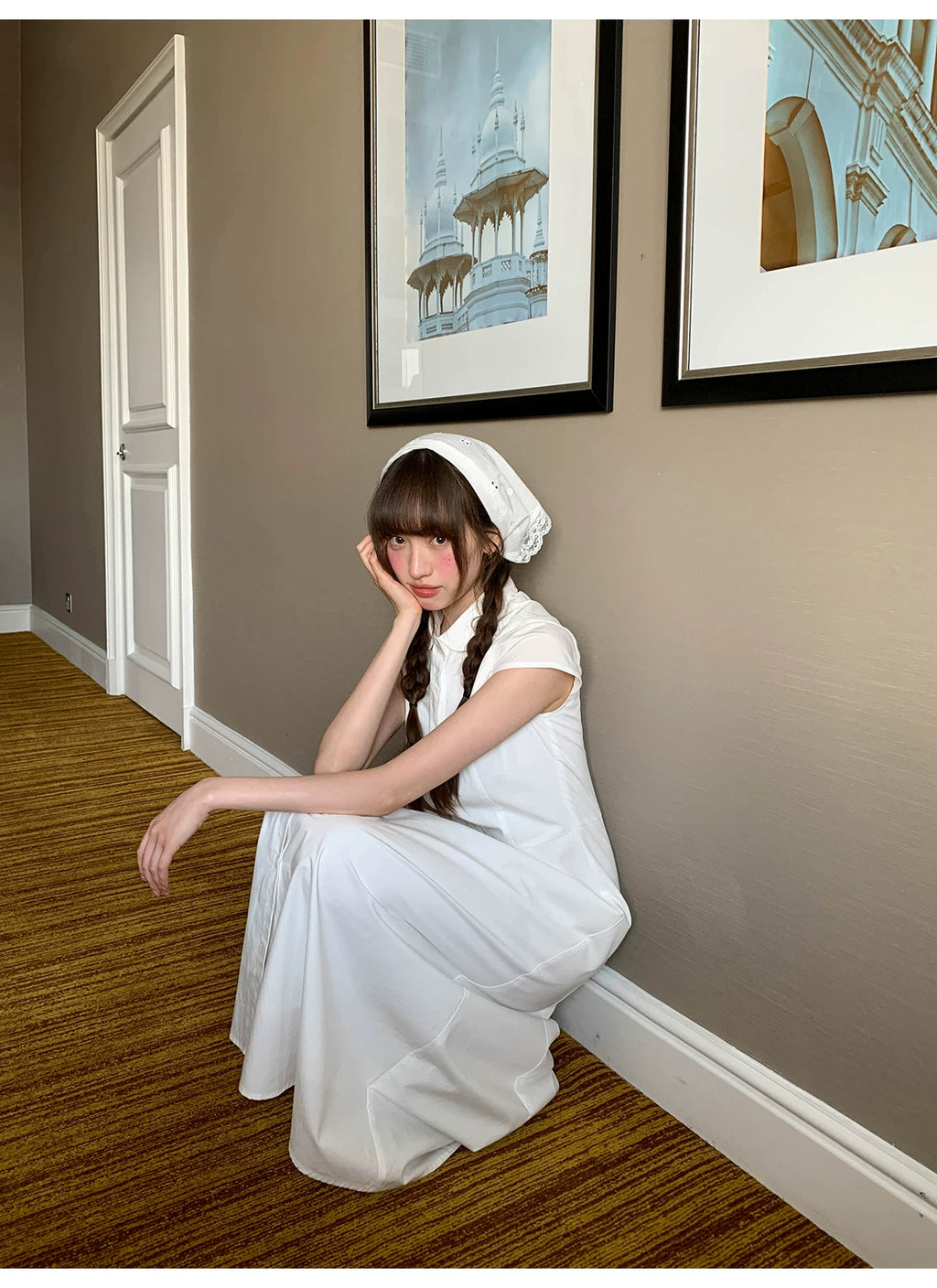 KANO Polo Collar Gentle Waist Long Skirt