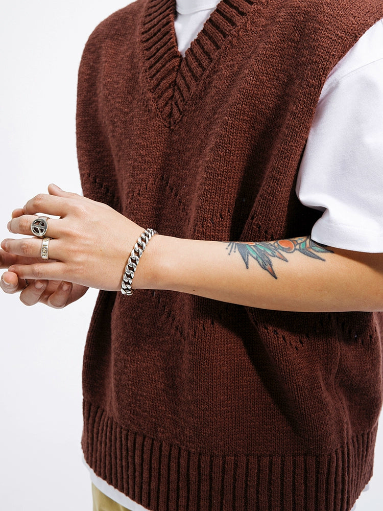 SUPERTOFU Loose Skeleton Knitted Vest