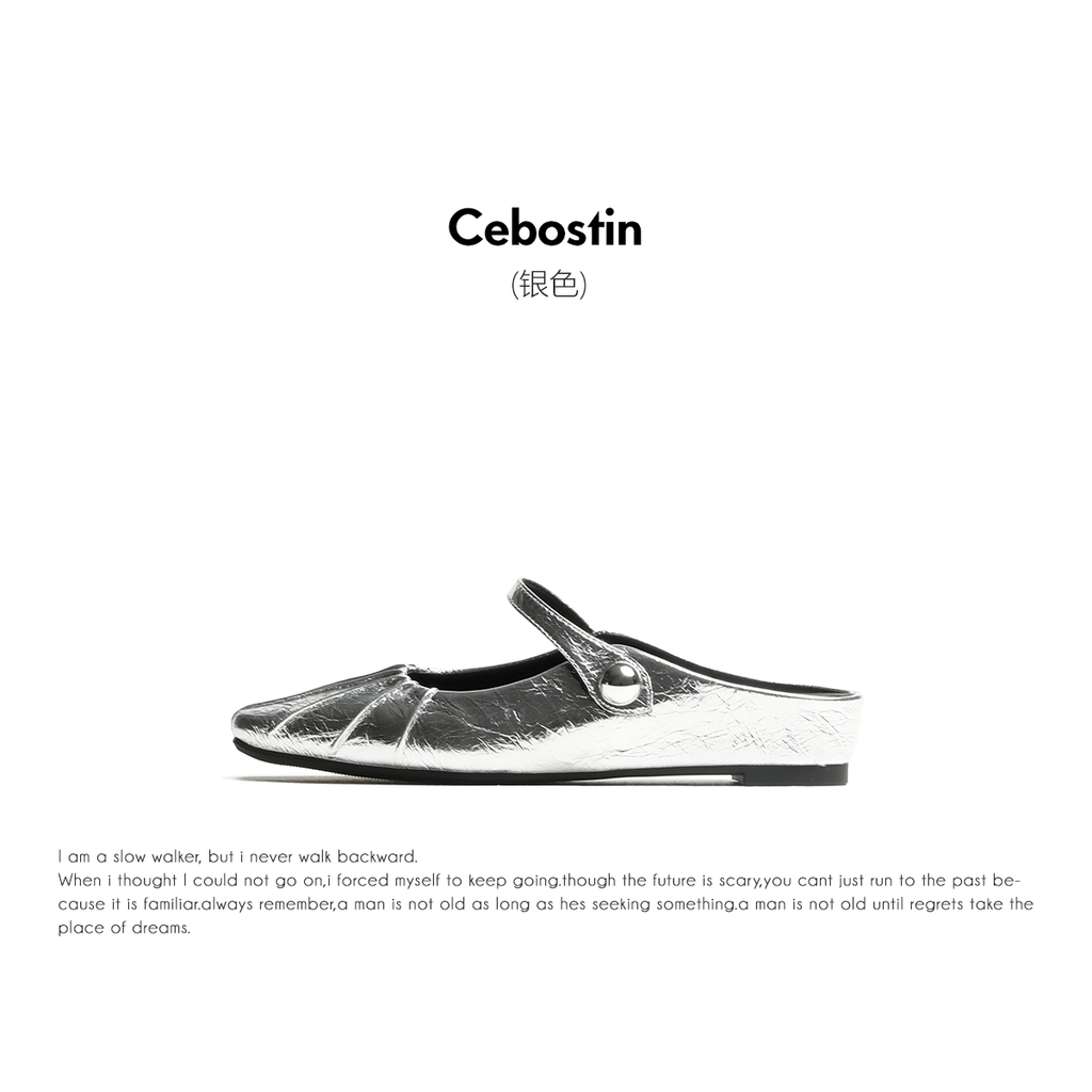 Cebostin Mary Jane Folded Baotou Half Slippers