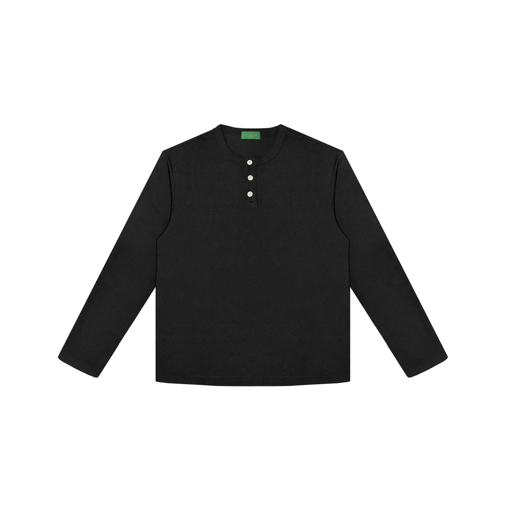 NO LOGO Waffle Henry Collar Slim Bottom Long Sleeve