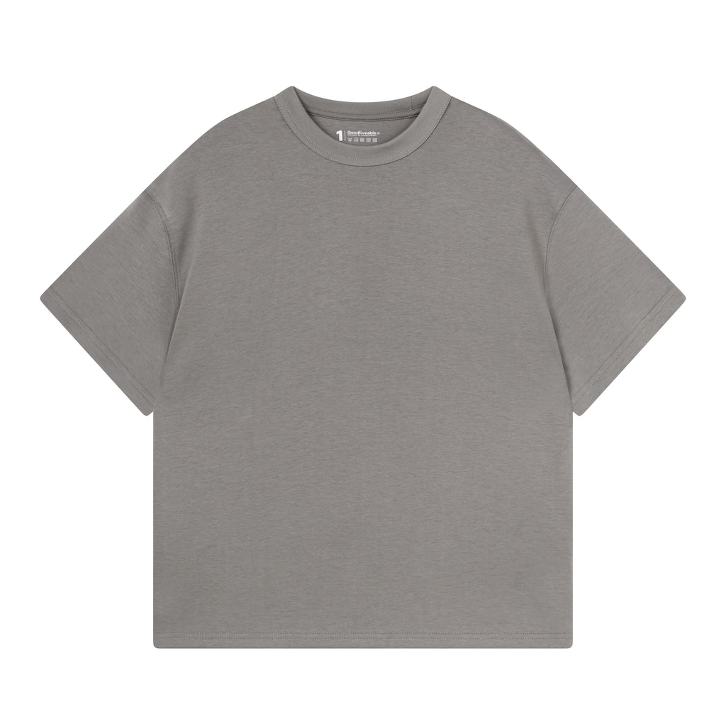 GOODLIVEABLE Simple Slightly Loose Small Neckline Tee