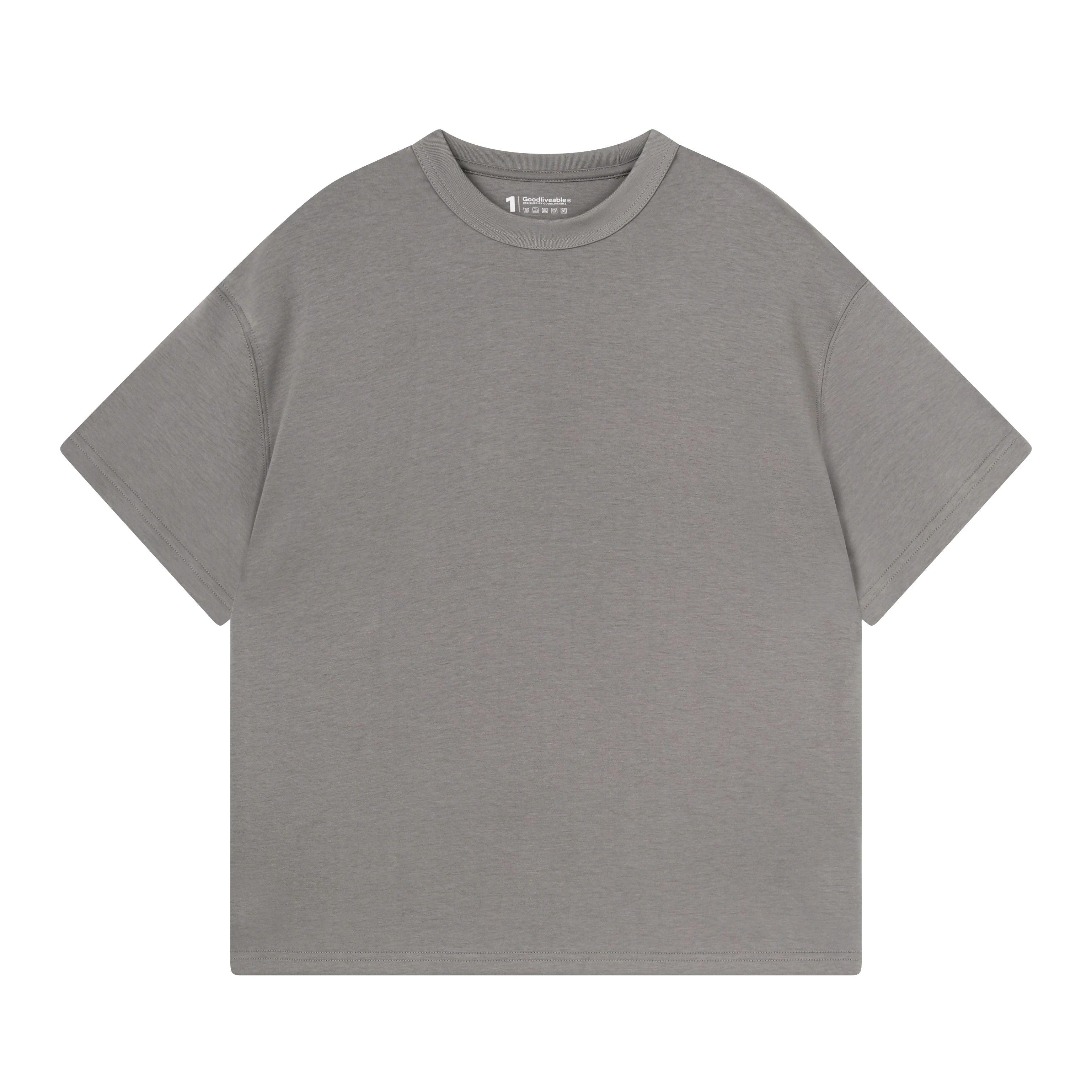 GOODLIVEABLE Simple Slightly Loose Small Neckline Tee