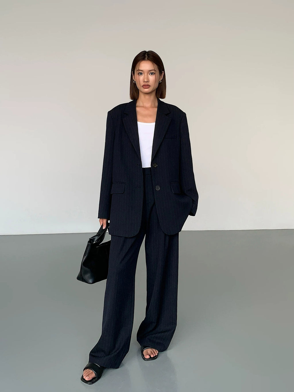 Ousph Straight Casual Loose Wide-leg High-waisted Trousers