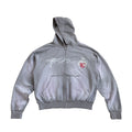 WASE Old Damage Print Hooded Hot Drill Short Wide Zipper Sweater