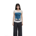 WITHMIN Bow Tube Top Small Floral T-shirt Two-piece Set