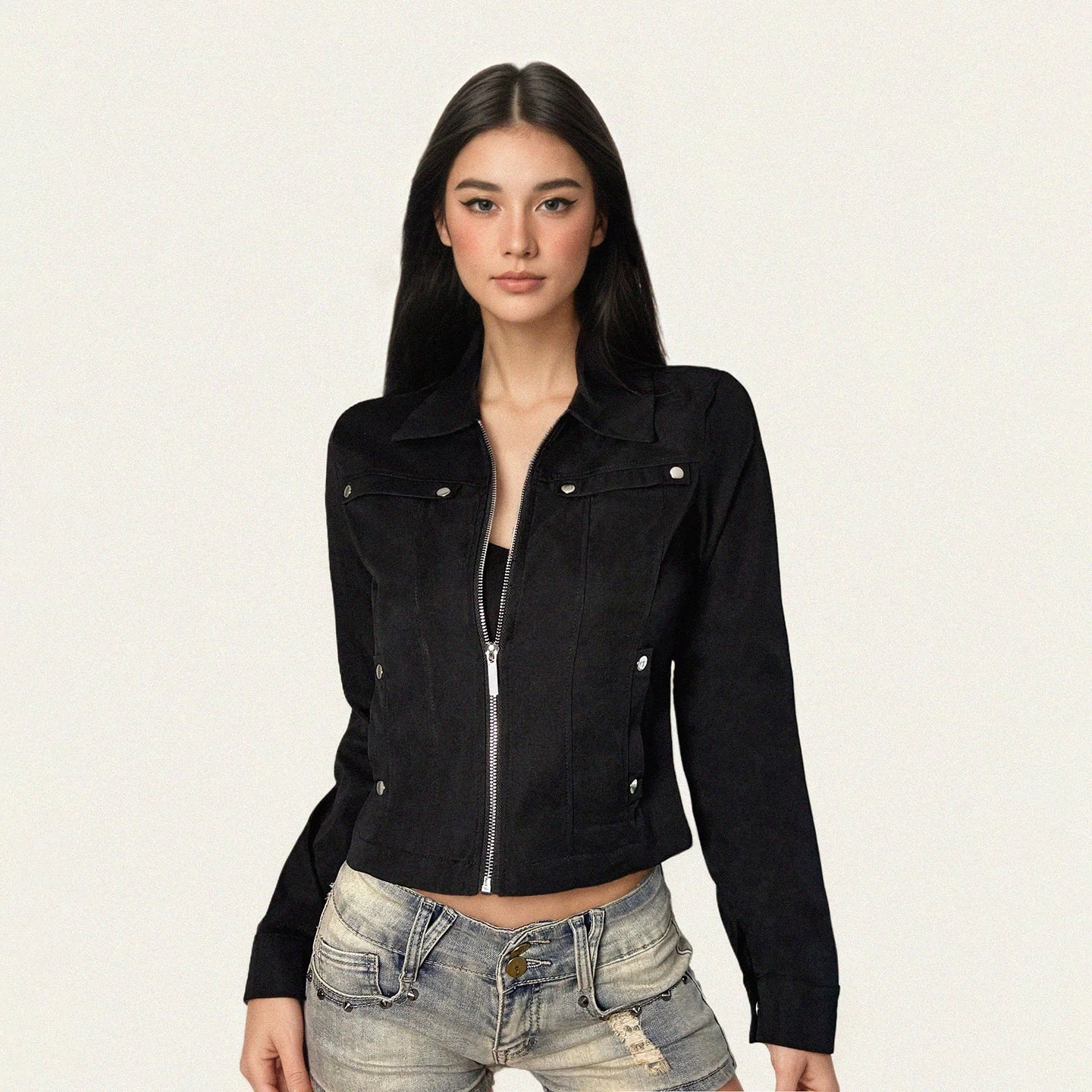 FUNOFF Retro Simple and Versatile Waist Long Sleeves