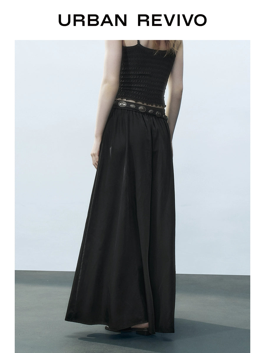 URBAN REVIVO Wave Style Vertical Super Loose Versatile Wide Leg Pants