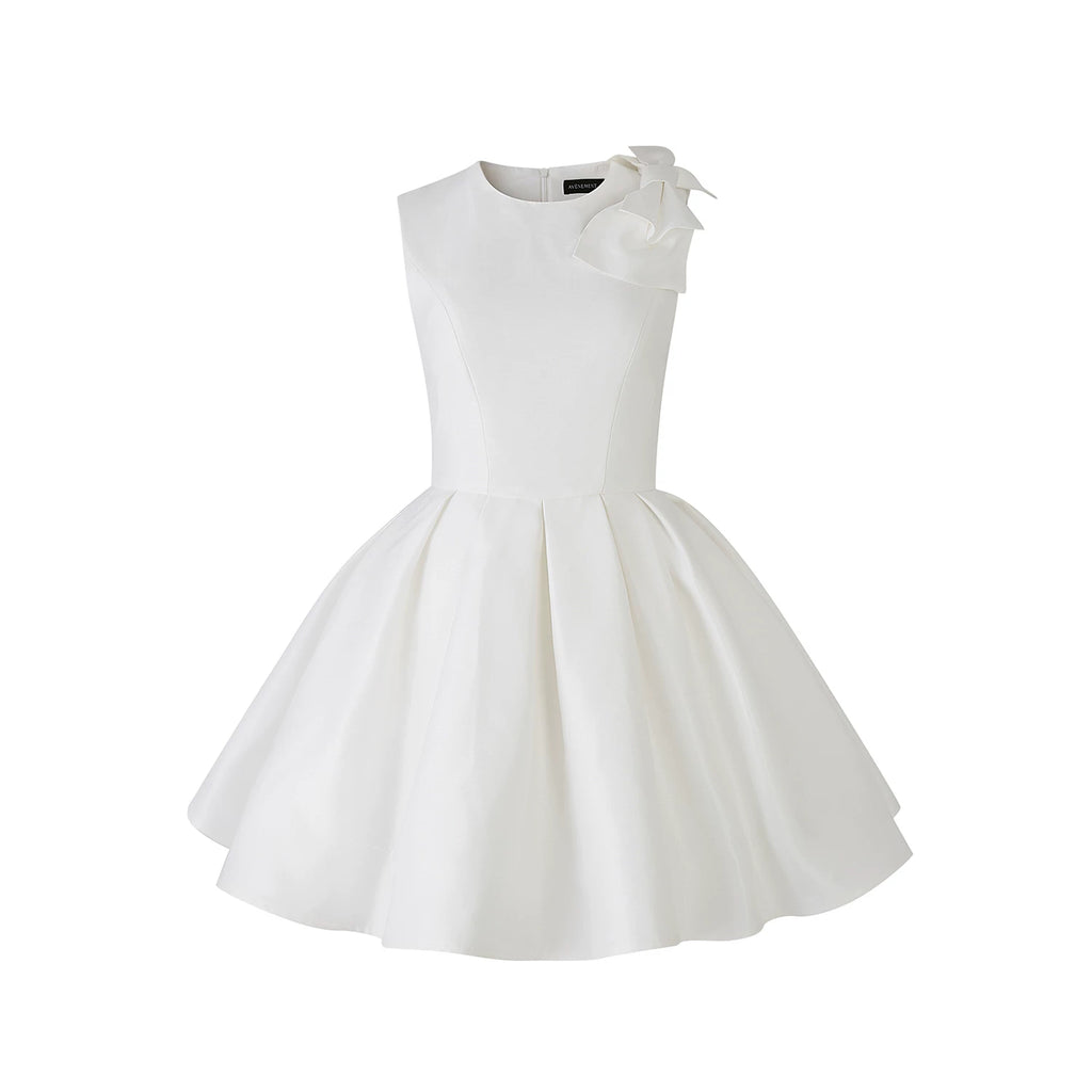 Avenement Waist Bow Crew Neck Vest Skirt