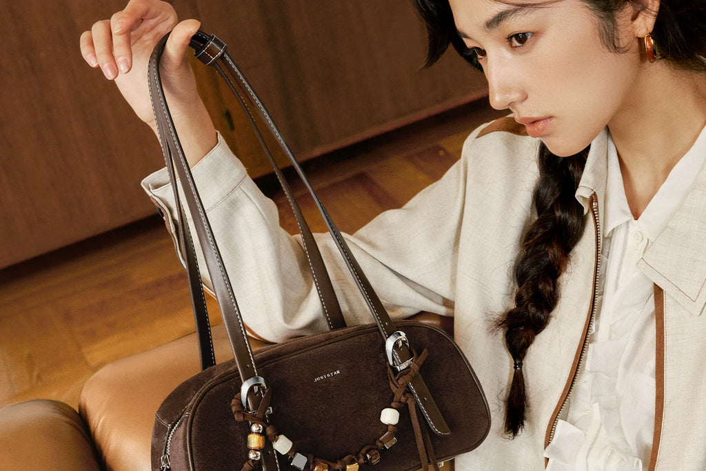 JUST STAR Suede Shoulder Armpit Bag