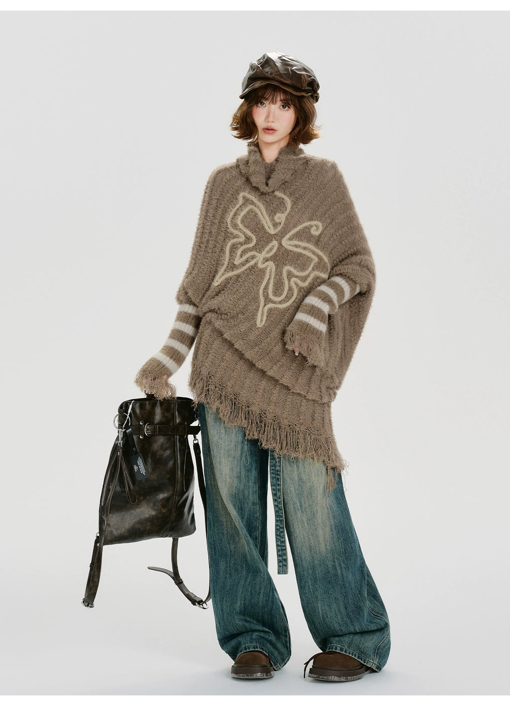 Girlyhalo Vintage Striped Fringed Long Sleeve Sweater