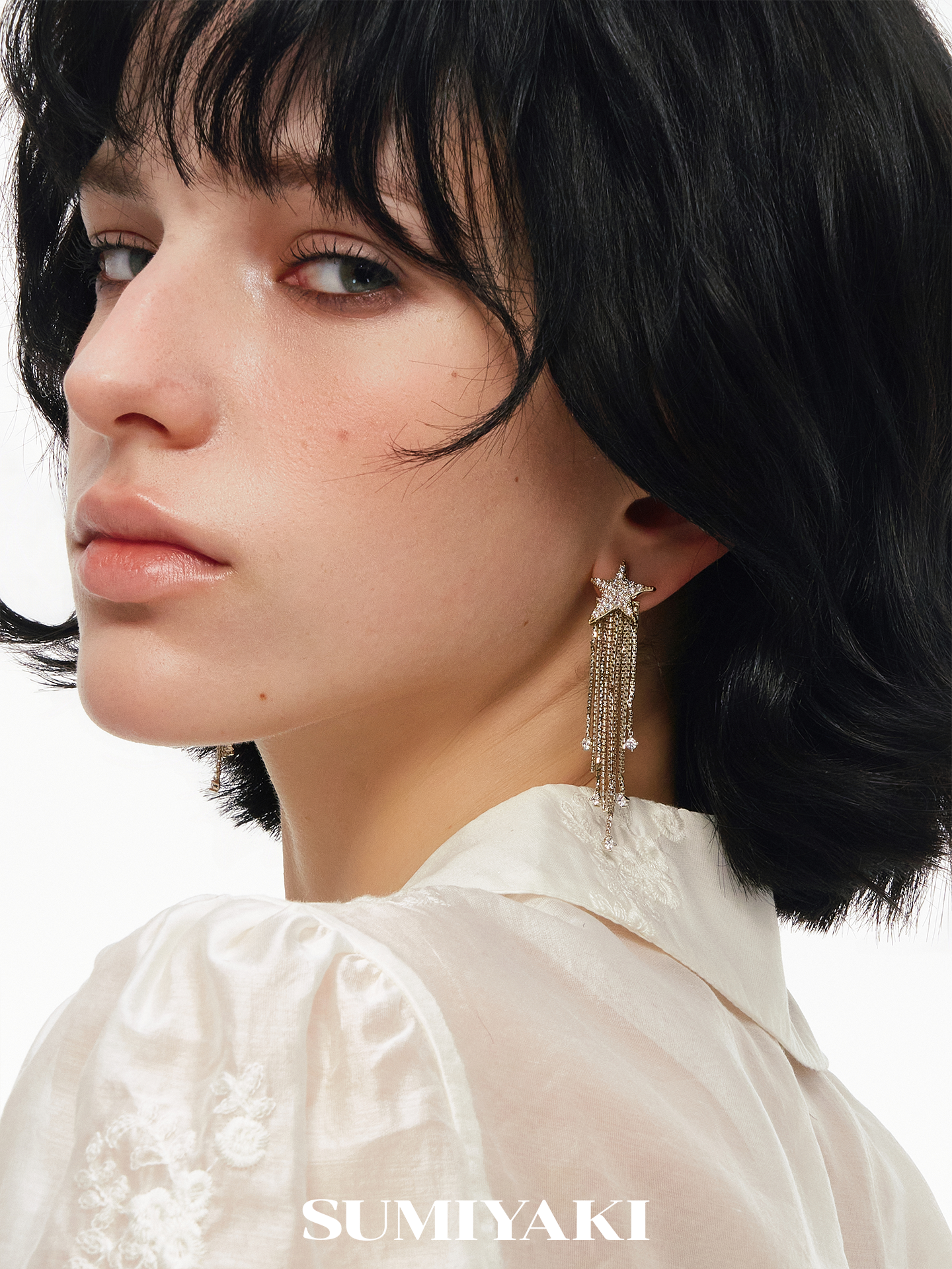 SUMIYAKI Burst Full Diamond Fringed Earrings