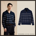 CULTUM Half-zip Lapel Striped Knitted Sweater