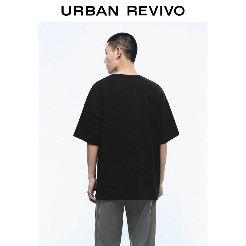 URBAN REVIVO Casual 3D Pattern Cotton Tee