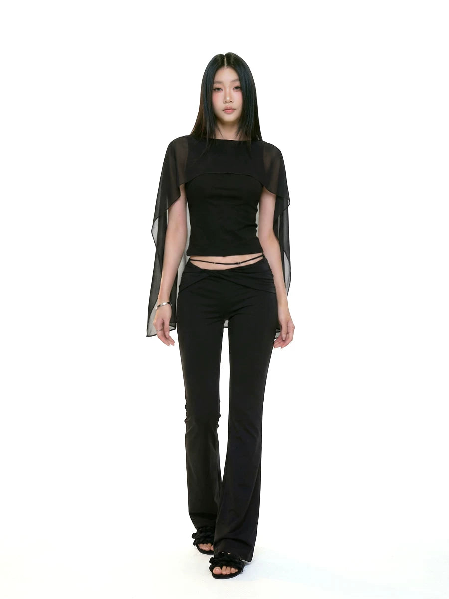 WITHMIN Tulle Shawl Backless One-word Collar Vest