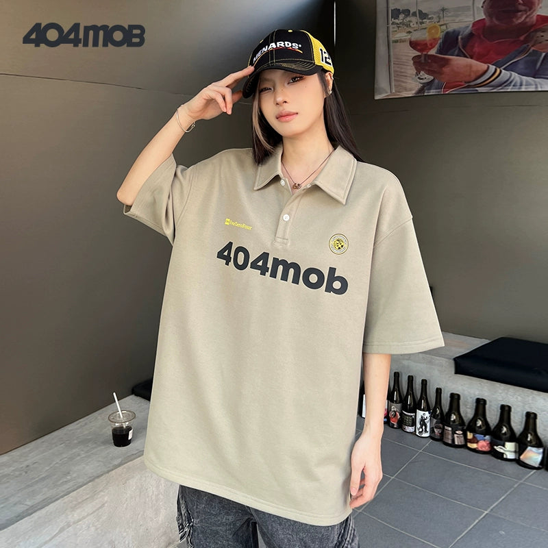 404MOB embroidered short-sleeved POLO shirt