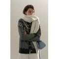 EGGKA Contrasting Color Crew Neck Loose Cardigan Sweater