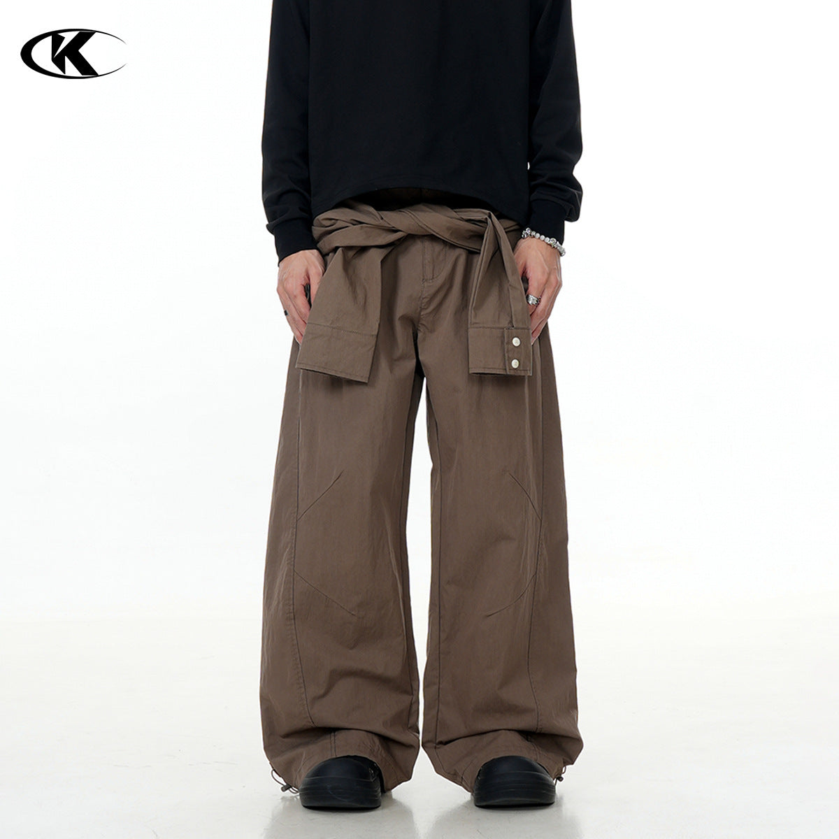 11KN pleated casual Maillard Fake Sleeve pants