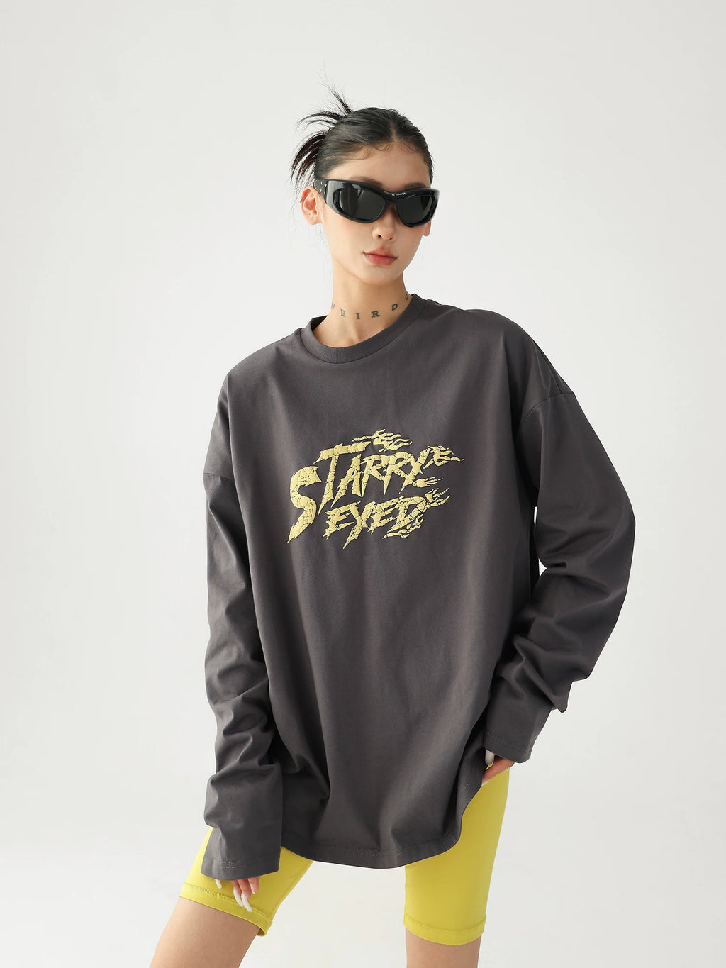 AceStudios Loose Foam Three-dimensional Letter Print Long Sleeve