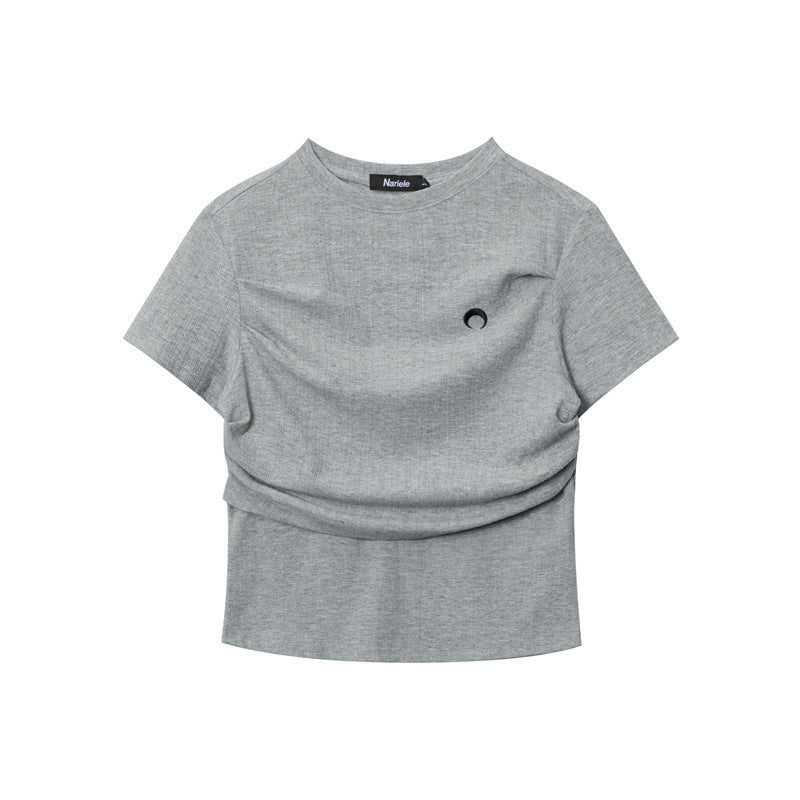 Nariele Crease Design Skinny Crew Neck Tee