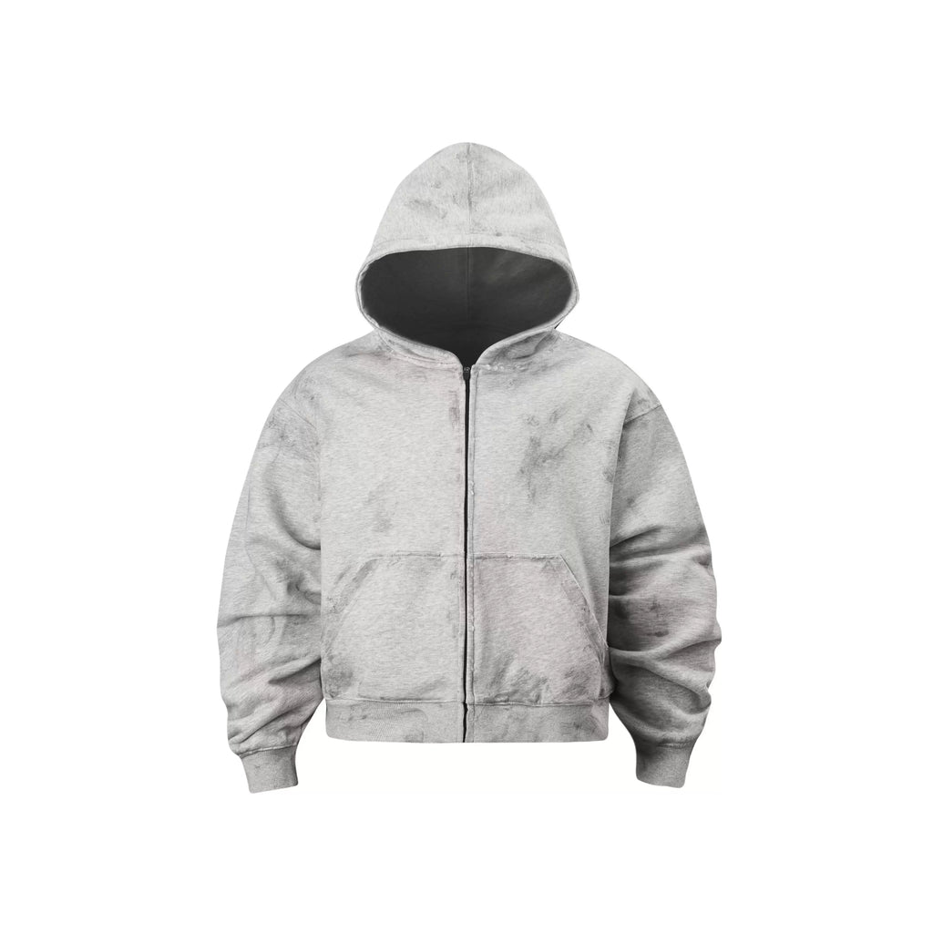 KARMANISTIC Vintage Loose Hot Diamond Zip Hooded Sweater