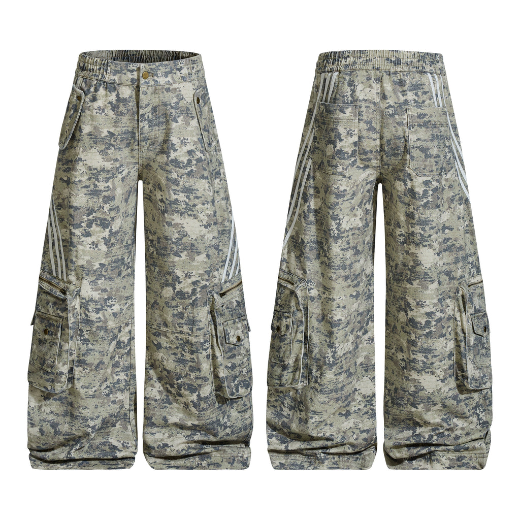 NOMANIAI Loose Straight Multi-pocket Light Camouflage Overalls