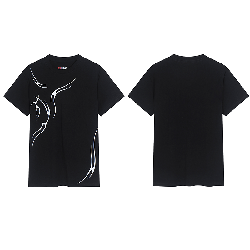 DND4DES Slim Fit Elastic Short Sleeve Crew Neck Striped Tee