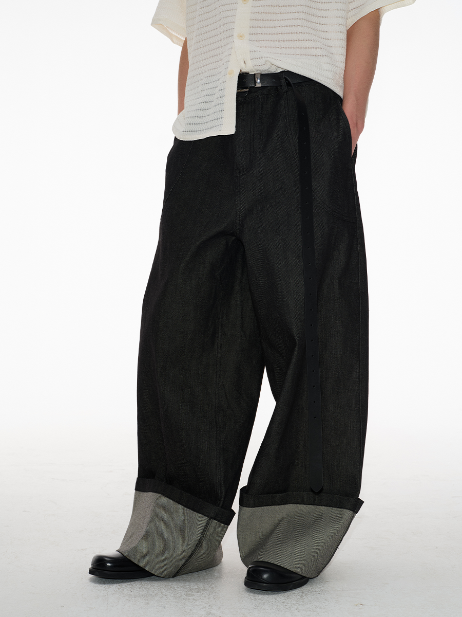 JCAESAR Flanged Beef Wide-leg Jeans