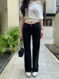 Popchee Narrow Mid-rise Straight-leg Pants