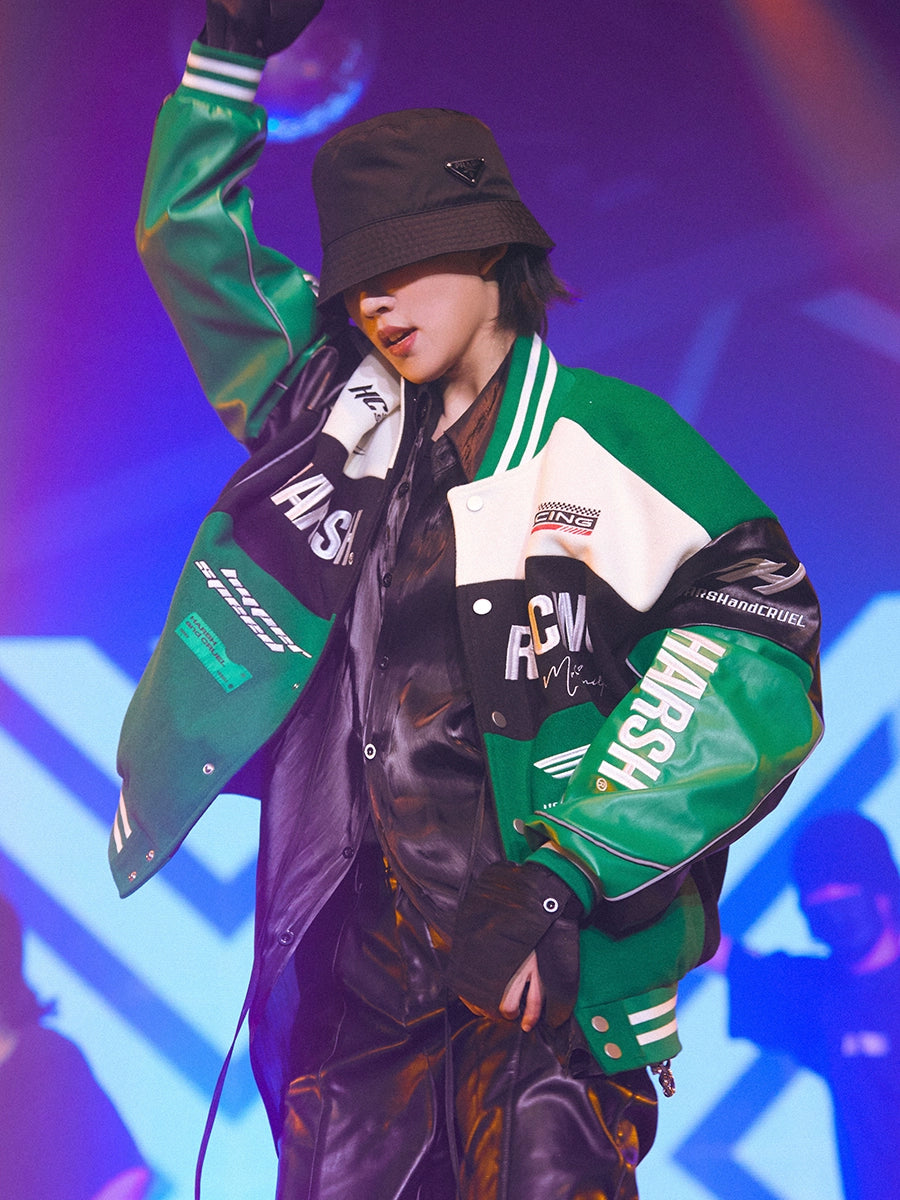 Harshandcruel Retro Locomotive Woolen Racing Baseball Jersey