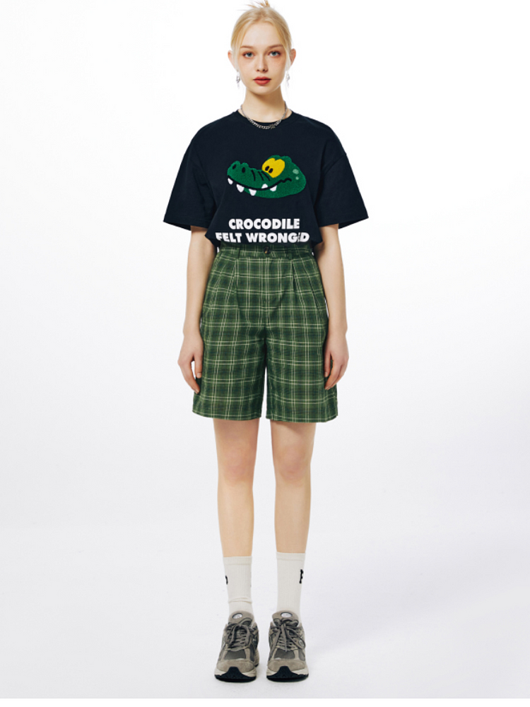 IMONE Vintage Plaid Loose High Waist Straight Pants