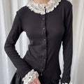 Loosesmell Polka-dot Lace-knit Cardigan
