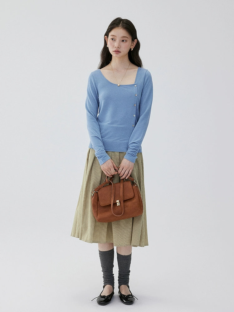 VOOE Versatile Casual and Thin Diagonal Buckle Long Sleeve
