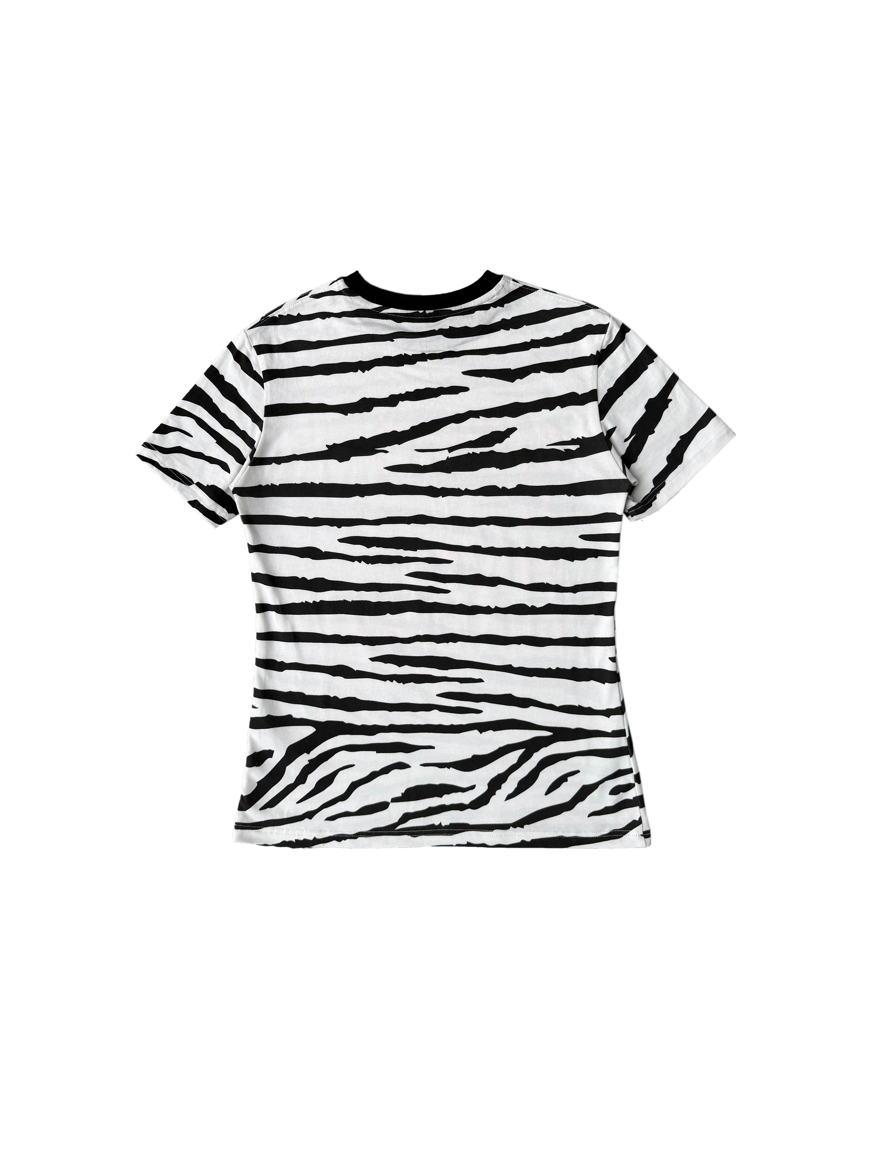 CHAI Zebra Pattern Glitter Printing Casual Tee