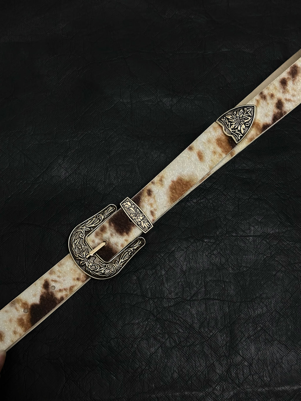DPOL Design Beige Cow Pattern Belt