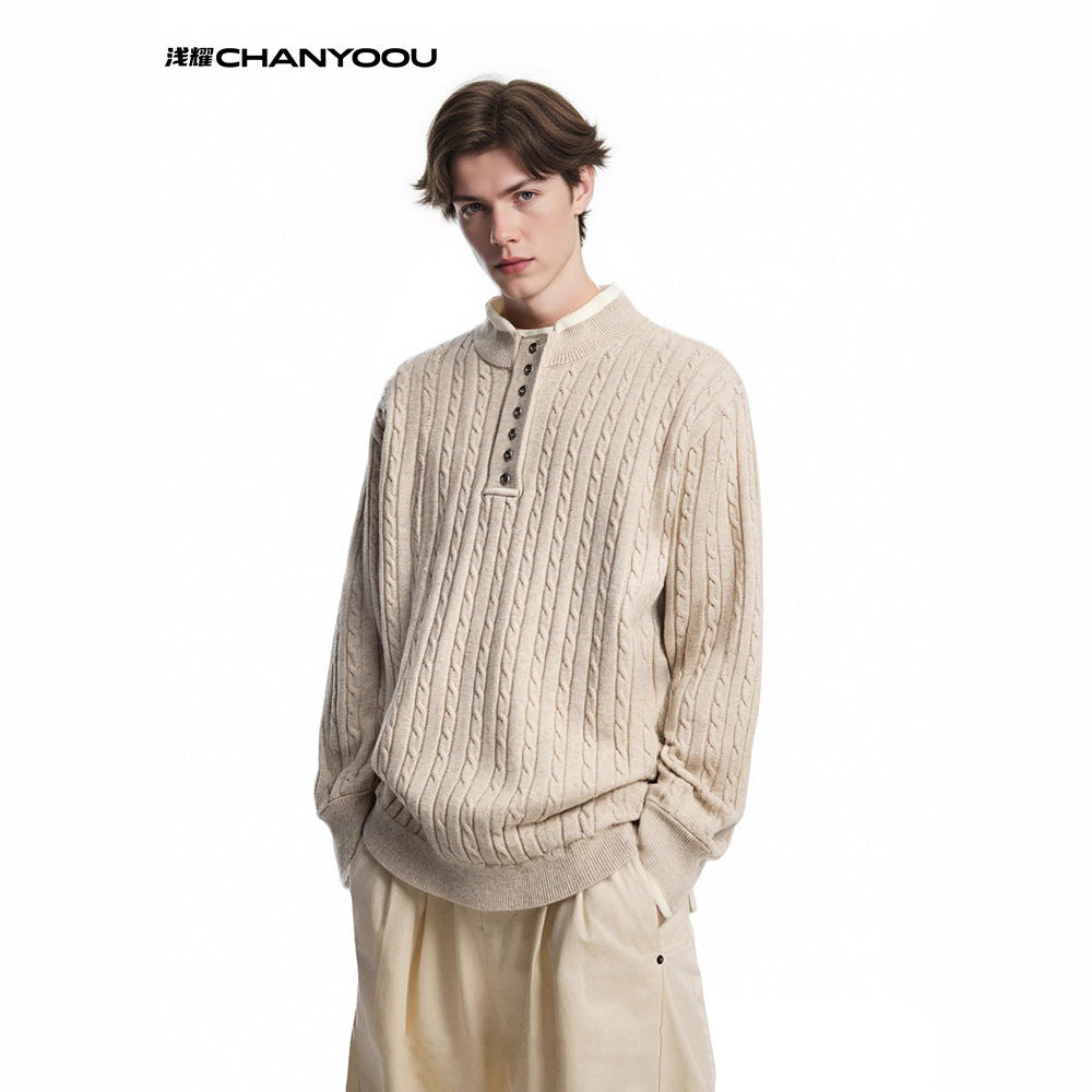 CHANYOOU Vintage Fake Two-piece Twist Knitted Sweater