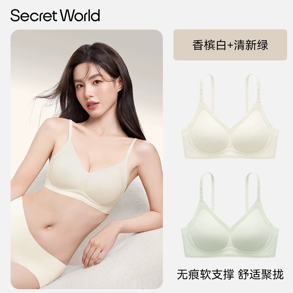 SecretWorld Breathable Non-Marking Spaghetti Strap Bra