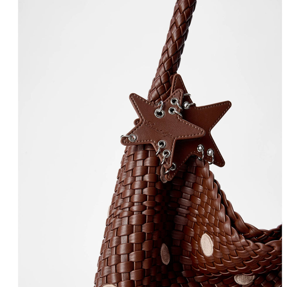ECODAY Embroidered Polka Dot Woven Large Capacity Handbag