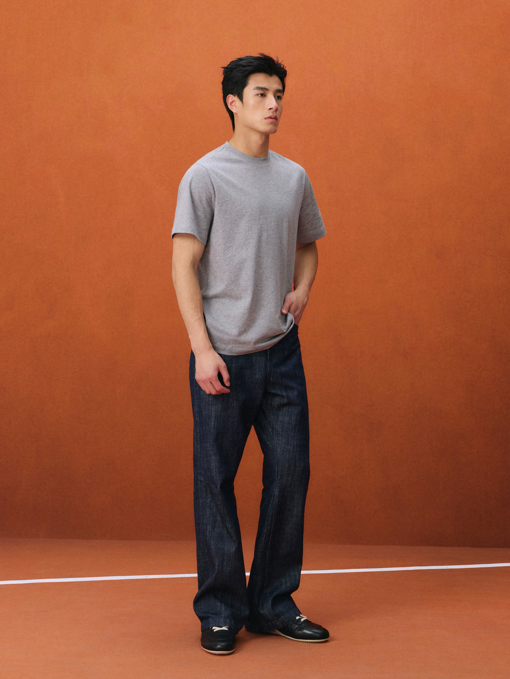 NO LOGO Leather Thin-soled Inner Height-increasing Contrasting Casual Shoes