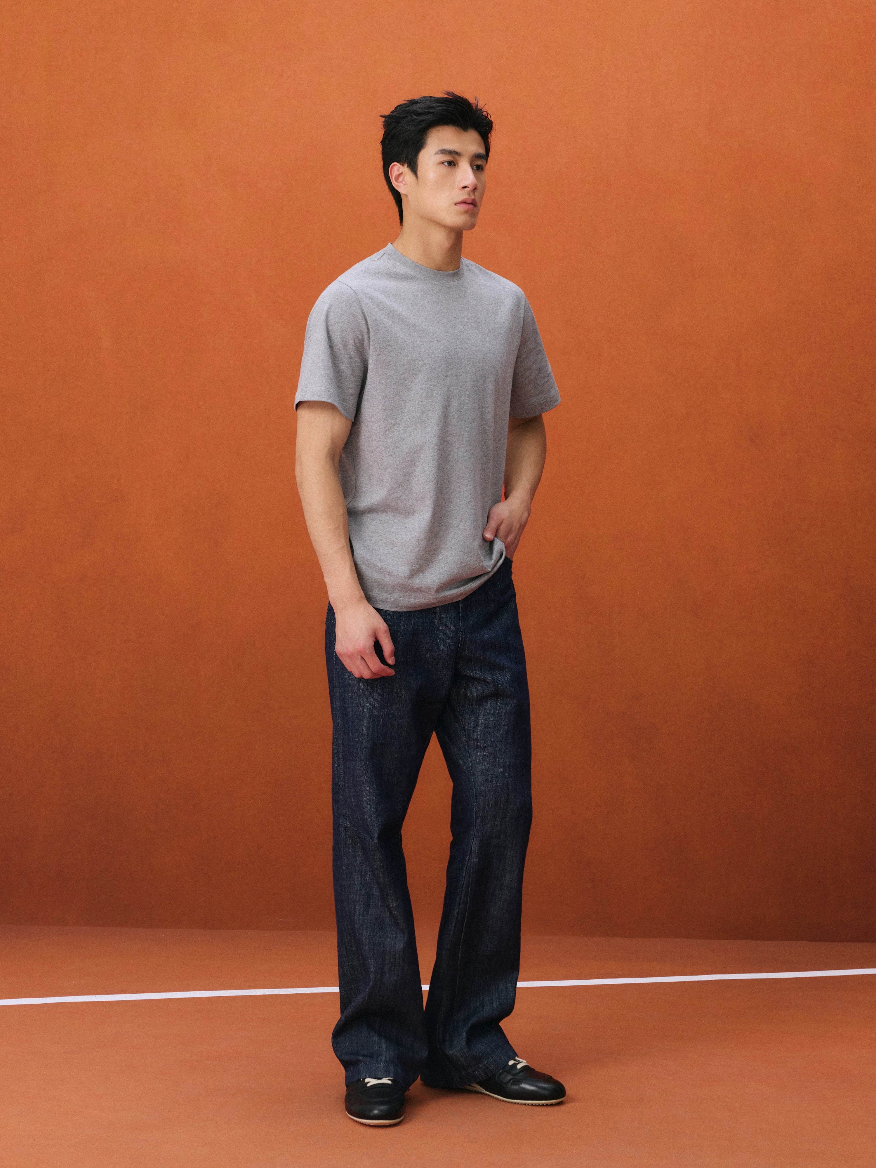 NO LOGO Leather Thin-soled Inner Height-increasing Contrasting Casual Shoes