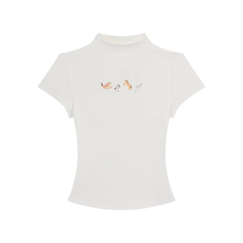 Ablueberry Slim Casual Short Tee