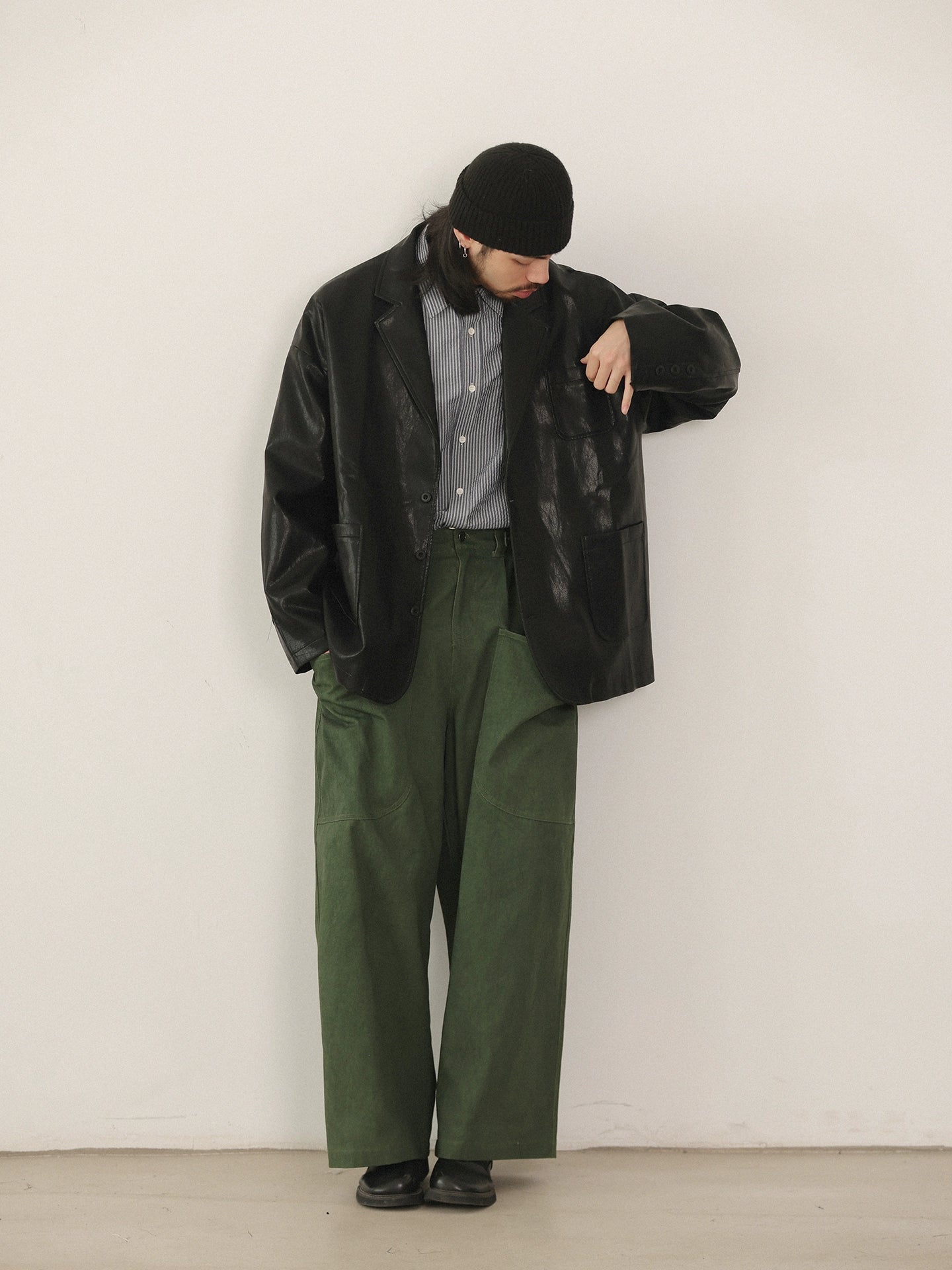 NOEARS Retro Ruffian Handsome Loose Leather Jacket