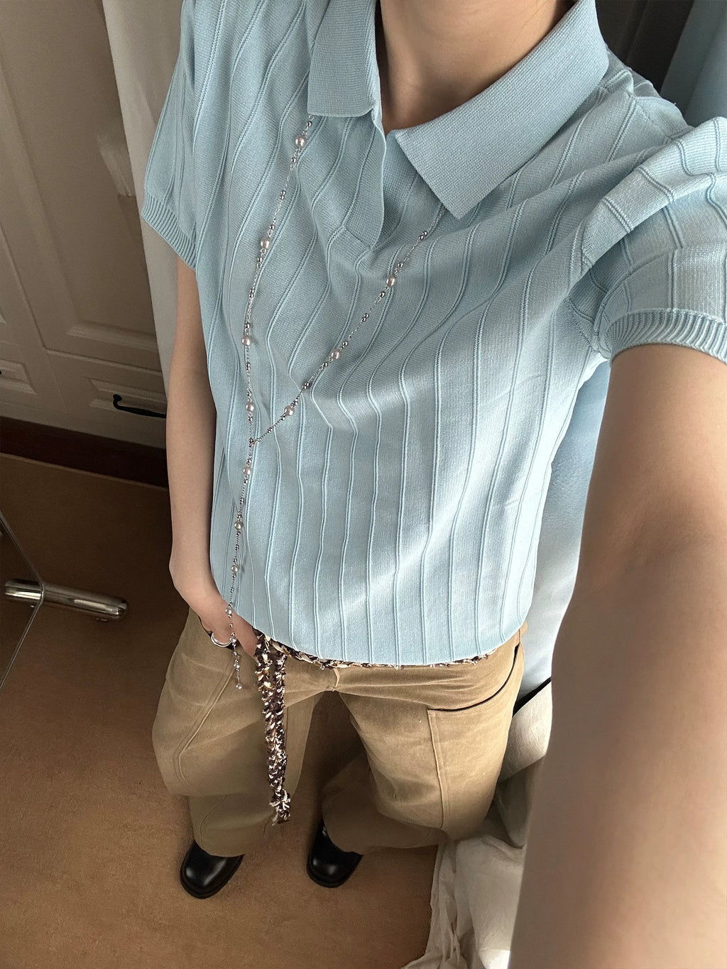 TERRAINCOGNITA Knitted Short and Wide POLO Shirt